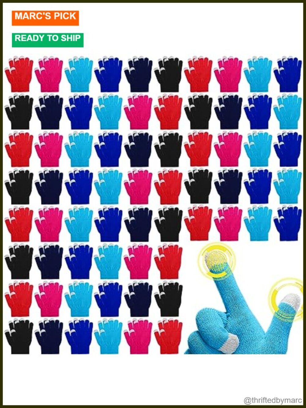 Knit Touchscreen Gloves - 72 Pairs Texting Mittens for Men Women Bulk